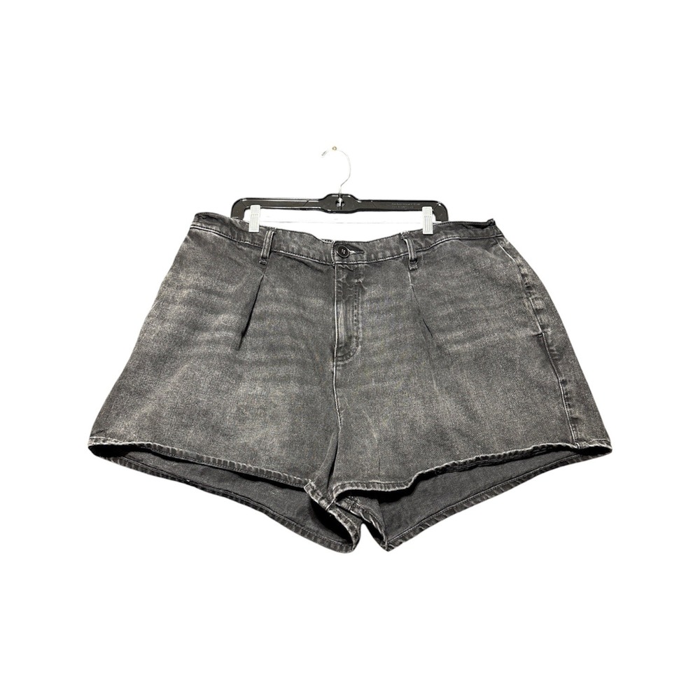 Express Denim Shorts Women XL Grey Super High Rise Pleated Conscious Edit